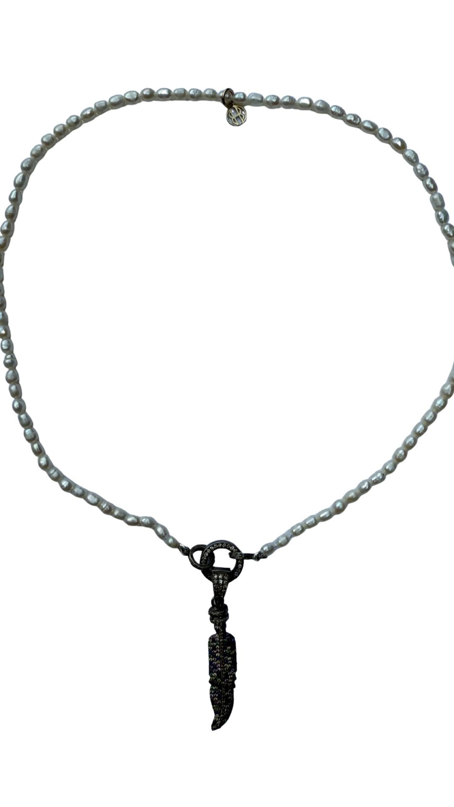 Fresh Water Pearl Necklace with Diamond Carabiner