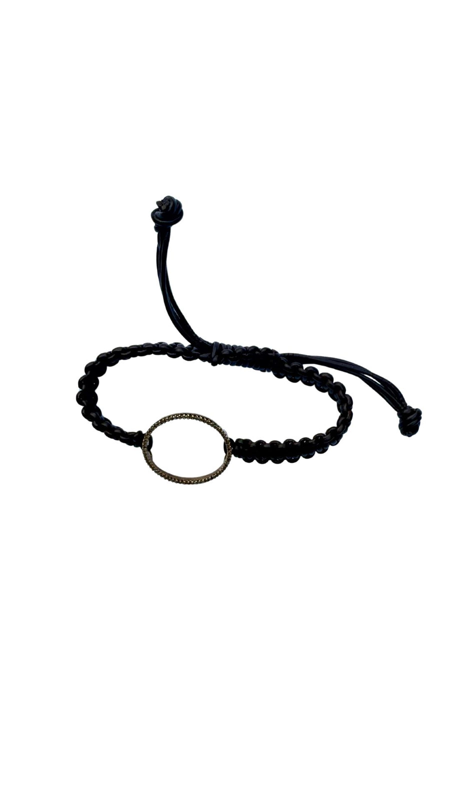 Macrame Leather Bracelet with Elegant Pave Diamond Halo