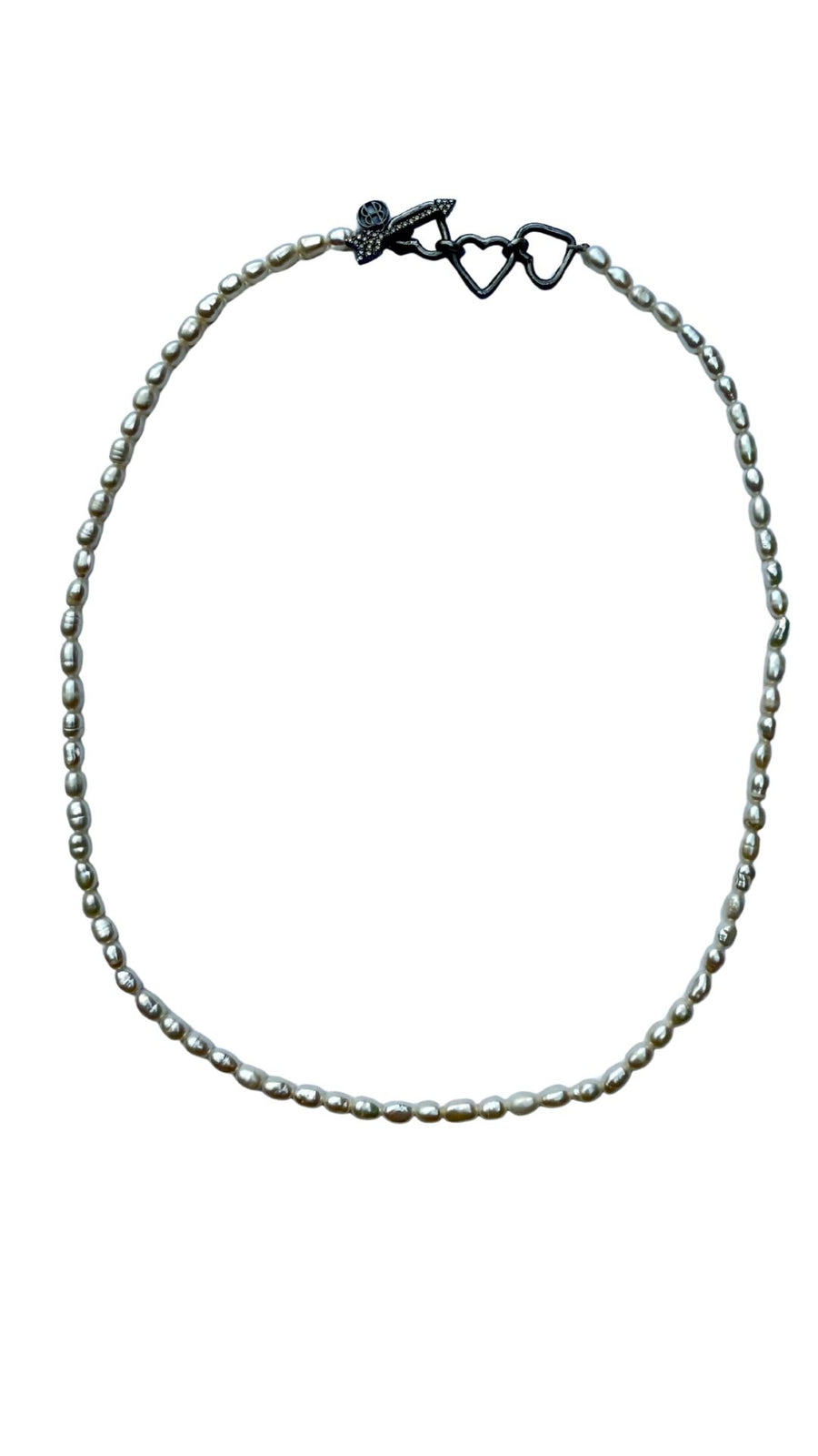 Pearl with Adjustable Silver Heart Links