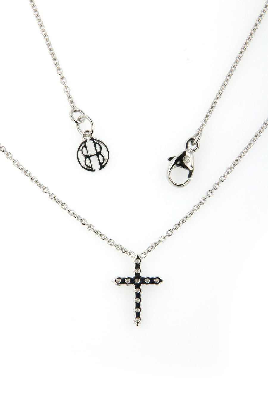 Cross Platinum Necklace with White Diamonds