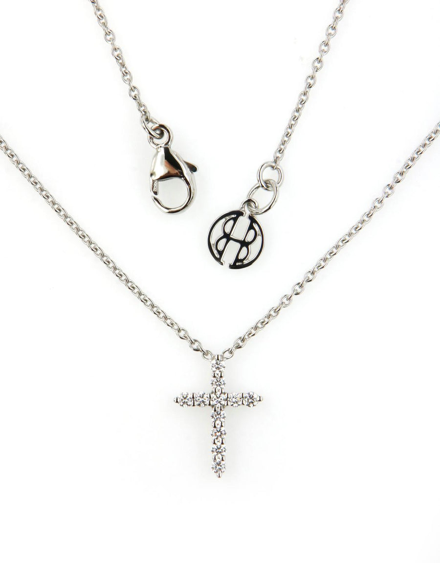 Cross Platinum Necklace with White Diamonds