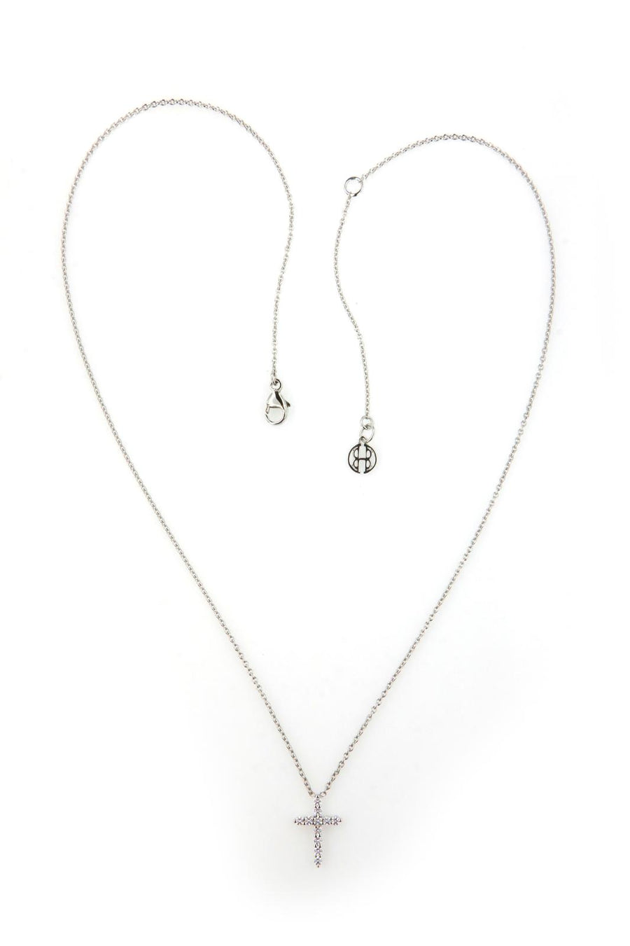 Cross Platinum Necklace with White Diamonds