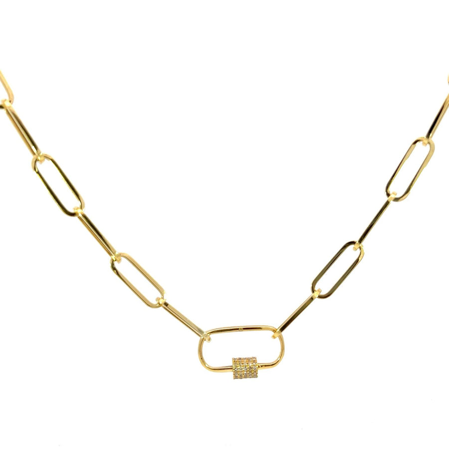 Gold Chain Necklace with Carabiner Clasp
