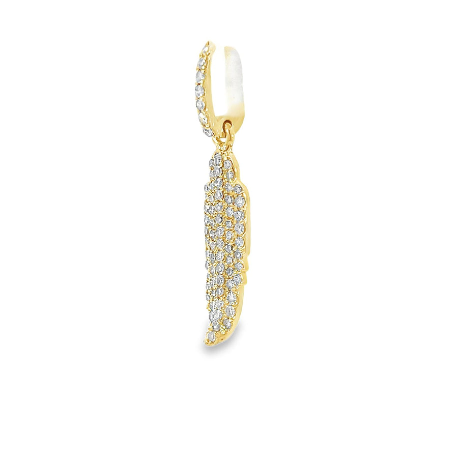 Gold Small Feather Pendant with Pave Diamonds