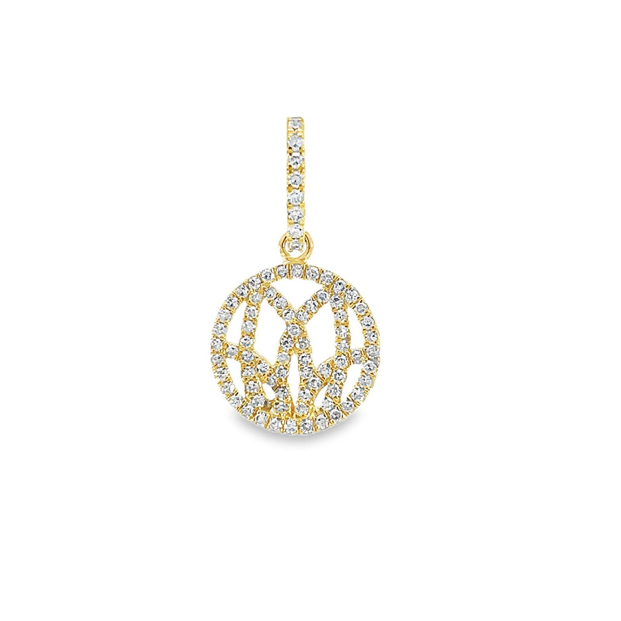 Gold Lotus Pendant with Pave Diamonds