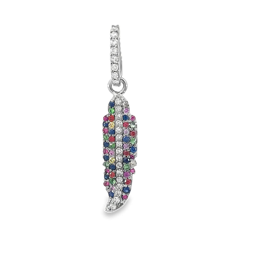 Multi Sapphire Small Feather Pendant