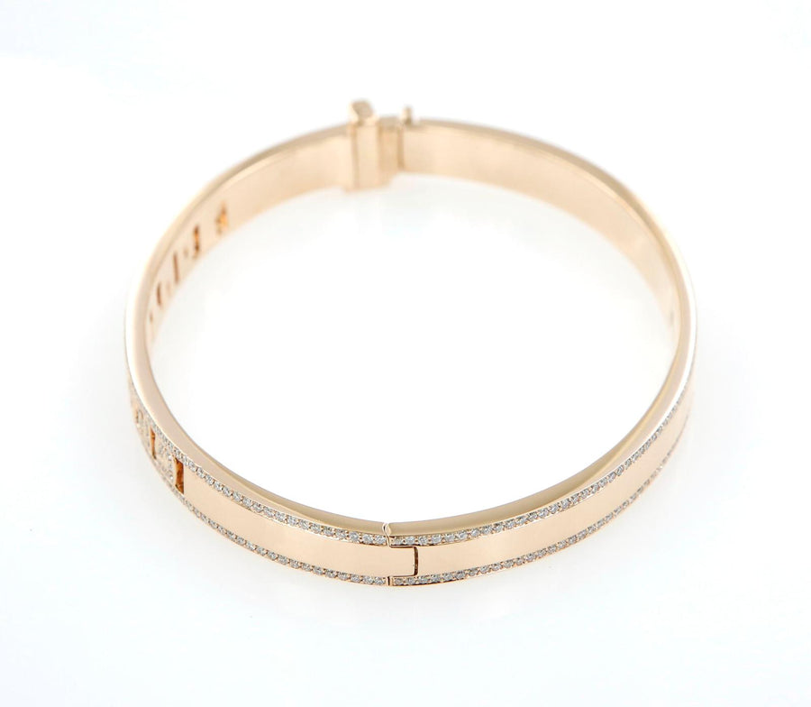 Rose Gold Gratitude Bangle with White Diamonds - Made to order
