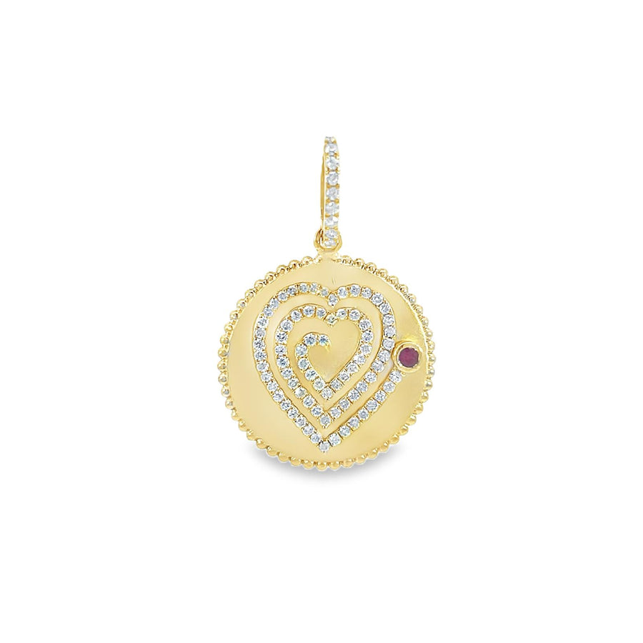 Medallion with Radiating Heart Pendant - with Ruby