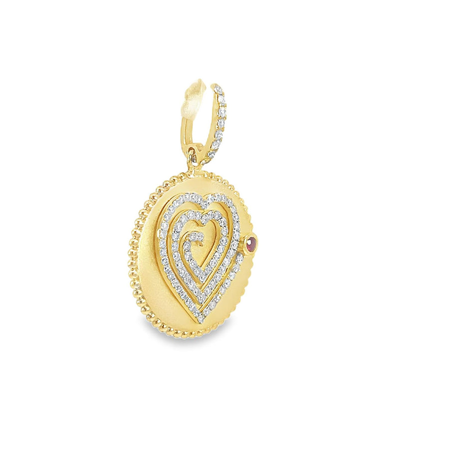 Medallion with Radiating Heart Pendant - with Ruby