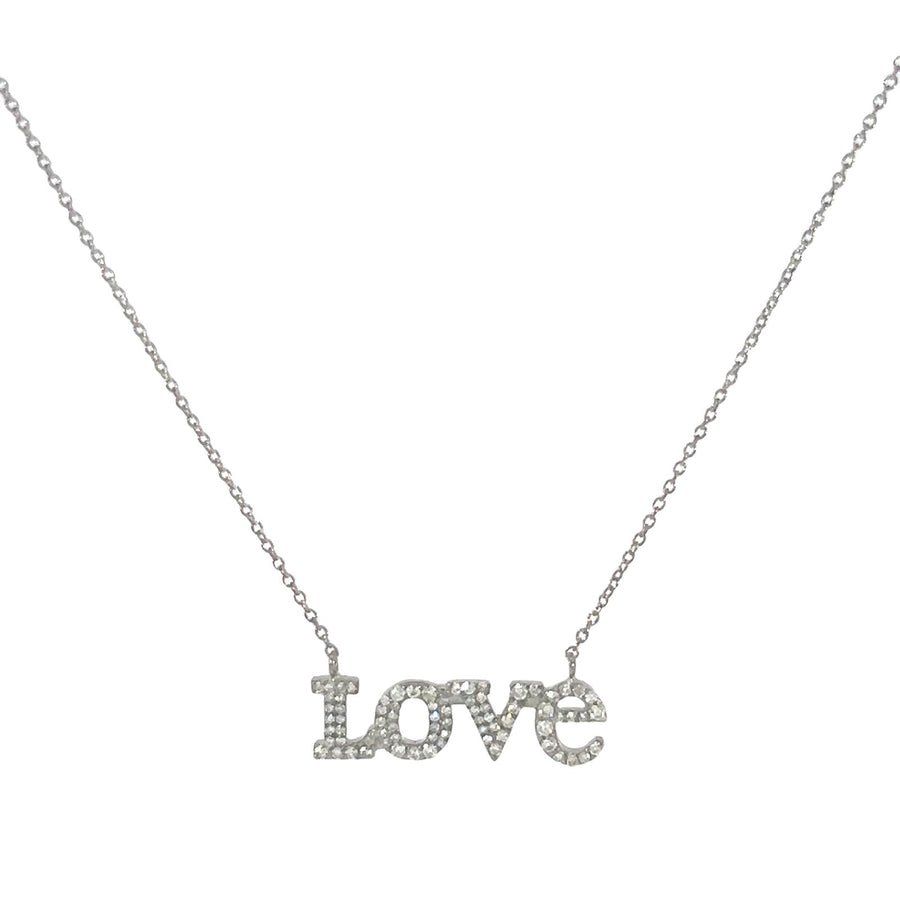 Love Silver Necklace with Pave