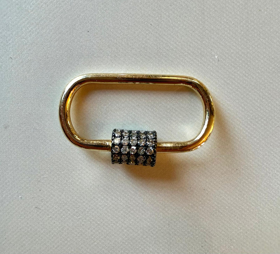 14k Gold Carabiner with Pave Diamond Clasp.