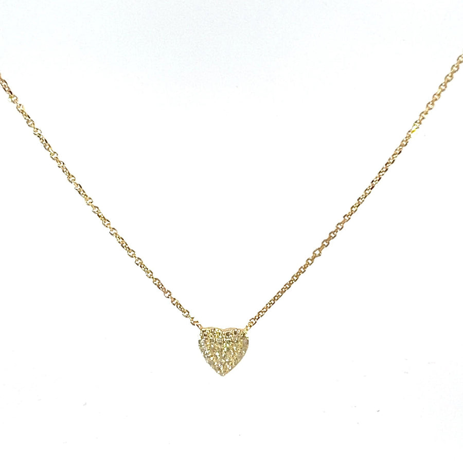 Petite Heart Gold Necklace with Pave Diamond