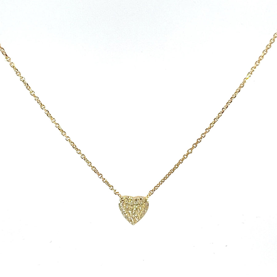 Petite Heart Gold Necklace with Pave Diamond