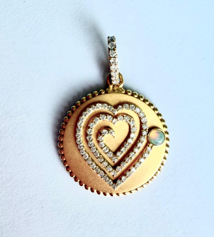 Medallion with Radiating Heart Pendant - with Opal