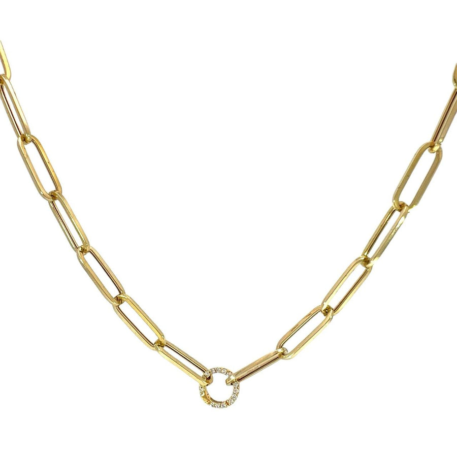 14kt Gold Paper Clip Necklace with Round Gold Inward Opening Clasp 18