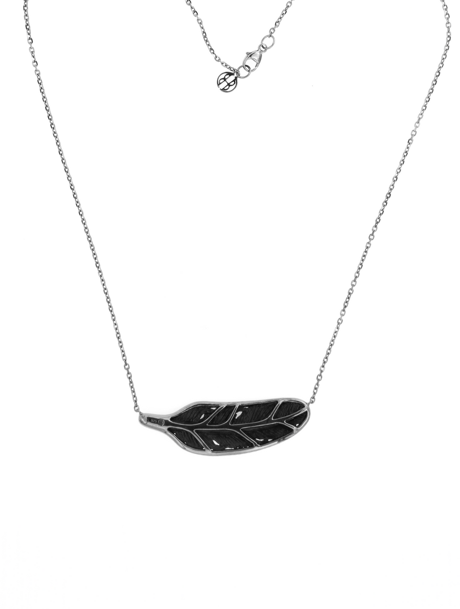 Jet Floating Feather Small - Grey Diamonds