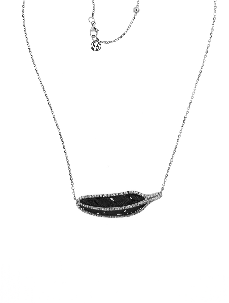 Jet Floating Feather Small - Grey Diamonds
